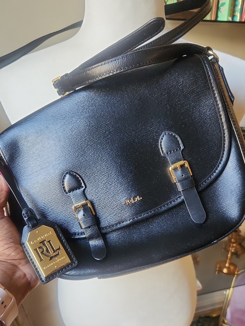 Ralph Lauren Black Leather Crossbody Bag
